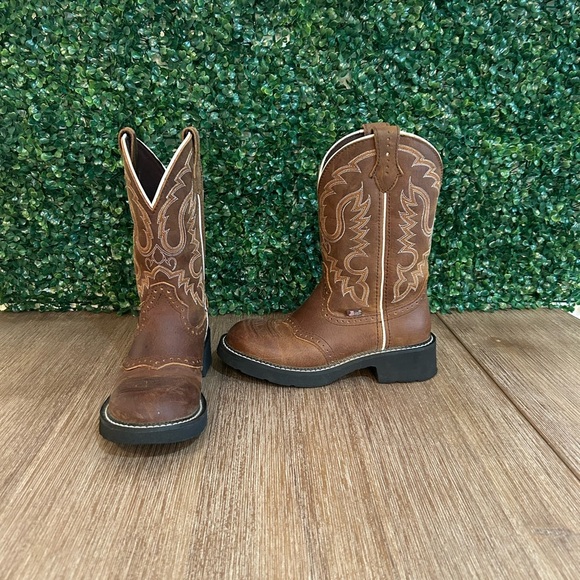 Justin Women’s 7.5B Brown Leather Roper Cowboy Boots – Western Classic - Picture 5 of 10